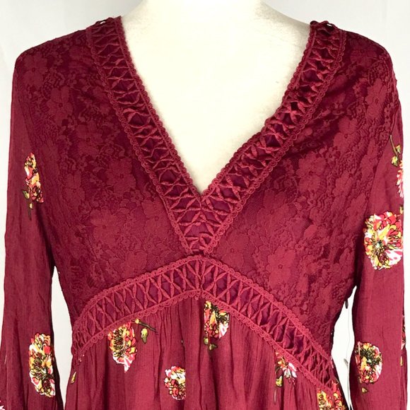 altar'd state Burgundy Floral Long Sleeve Dress - Picture 2 of 8